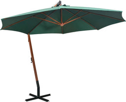 vidaXL - Zweefparasol - 350 - cm - houten - paal - groen