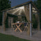 vidaXL - Prieel - met - gordijn - en - LED-lichtslinger - 3x3 - m - aluminium - taupe