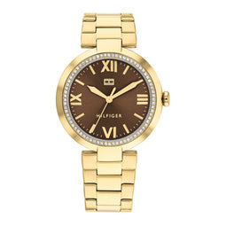 Tommy Hilfiger TH1782631 Alice Dames Horloge - Mineraalglas - Staal - Goudkleurig/Rosé goudkleurig - 34 mm breed - Quartz - Vouw/Vlindersluiting