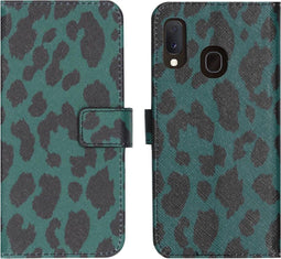 iMoshion Hoesje Geschikt voor Samsung Galaxy A20e Hoesje Met Pasjeshouder - iMoshion Design Softcase Bookcase - Zwart / Meerkleurig / Groen / Green Leopard