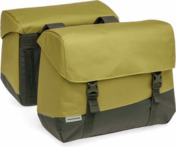 New Looxs ® Oslo Joli Double - Dubbele Fietstas - 37L - Geschikt voor Elektrische Fietsen - 100% Gerecycled Polyester - Olive-Yellow
