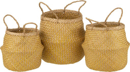 J-Line mand Intrekbaar - zeegras - geel - 3 stuks