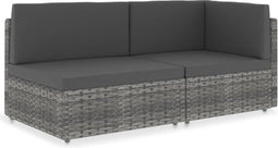 vidaXL - Tweezitsbank - sectioneel - poly - rattan - grijs