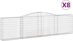 vidaXL - Schanskorven - 8 - st - gewelfd - 400x30x100/120 - cm - ijzer