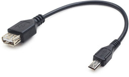 Gembird OTG USB Adapter Kabel - USB Mini-B naar USB A - 15 cm - Zwart