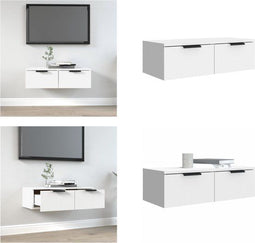 vidaXL Wandkast - 68x30x20 cm - bewerkt hout - wit