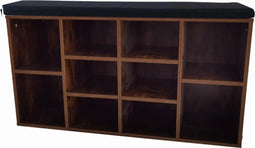 Schoenenkast hal bankje - open schoenenrek - met zitkussen - 103,5 x 35 x 55 cm