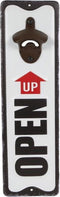 Bieropener Open Up zwart/wit metaal 10,5x36x3,5 cm.