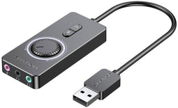 Vention CDRBF - Externe Geluidskaart USB 2.0 - Plug-and-play voor Windows MacOS Linux - Zwart