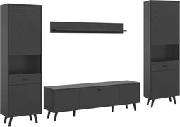 Furnilux Linea - Woonkamercombinatie - Grijs mat MDF en melamine - 40x331x195cm