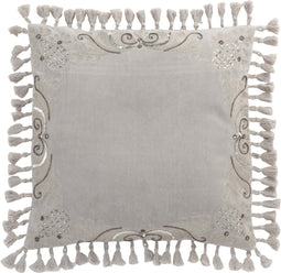 J-Line kussen Marokkaanse Randen - velvet - grijs