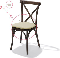 Kussen voor Crossback (bar)stoel, ecru, gewatteerd - SET VAN 7