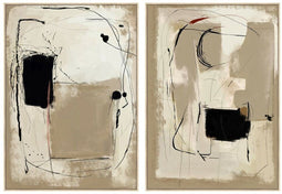 Home ESPRIT - Schilderij Abstract Stads - 100 x 4 x 140 cm - Wit Beige (2 stuks)