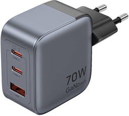 Vention FEXH0-EU - Oplader - 70W GAN USB-C+C+A - Grijs