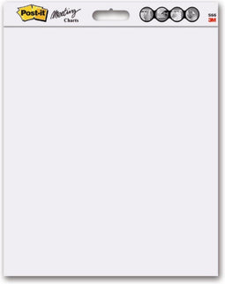 Post-it® Wall Pad - Effen - Wit - 508 x 584 mm - 2 Charts/Pak - 20 Blaadjes/Chart + 4 Command Strips