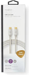 Nedis USB-Kabel - USB 2.0 - USB-C Male naar USB-C Male - 10 W - 480 Mbps - Verguld - 2.00 m - Aluminium