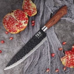T&M Knives Japans Keukenmes Woods 32cm - Lichtgewicht Japans Koksmes Gehamerd Staal - Inclusief Cade