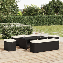 vidaXL - Hockers - met - kussens - 2 - st - 40x30x40 - cm - poly - rattan - zwart
