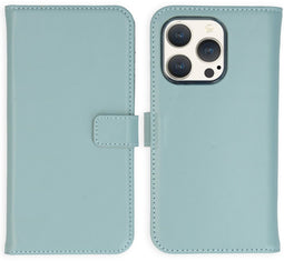 Selencia iPhone 15 Pro - Echt Lederen Bookcase - 3 Pashouders - Blauw