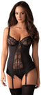 Obsessive Heartina Korset & String - Jarretelset - Maat L/XL - Zwart