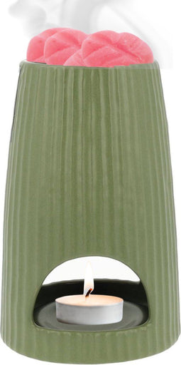Scentchips® Rib Rond - Waxbrander - Geurbrander - Oliebrander - Wax Melts Brander - Aromabrander - Ook Geschikt Voor Essentiële Oliën - Geurolie - Waxmelts - Leger Groen