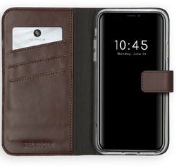 Selencia iPhone Xs - Echt Lederen Bookcase - 3 Pashouders - Bruin