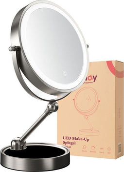 Fraay® Make Up Spiegel - 10x Vergroting - LED Verlichting Dimbaar - Nikkel