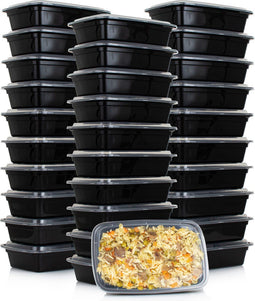 Nimma Meal Prep Bakjes - Vershoudbakjes - 1 Liter - 30 Stuks - Zwart (30 stuks)