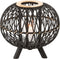 J-Line lantaarn Bol Op Voet - bamboe - zwart/naturel - small