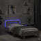 vidaXL - Bedframe - met - hoofdbord - en - LED-verlichting - betongrijs - 90x190 - cm