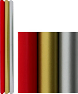 Benza Kerstpapier - Cadeaupapier 80 gr/m2 - 3 rollen Rood Zilver Goud