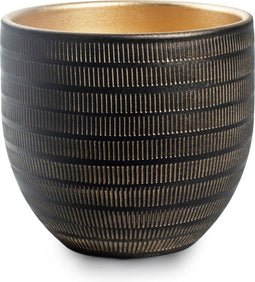 Jodeco Plantenpot/bloempot Beau - zwart/goud - keramiek - D24 x H22 cm - hotel chique