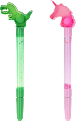 Balpen Figuur met Pop It en Glitter