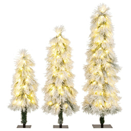 Coast set van 3 kunstkerstbomen 90/120/150 cm - slank design - warmwitte ledlampjes - groen (set van 3)