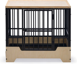 Designed by Lotte Quirine - Hondenbench - Verhoogde instap met uitneembare lade - Zwart - M - 81x57x71 cm