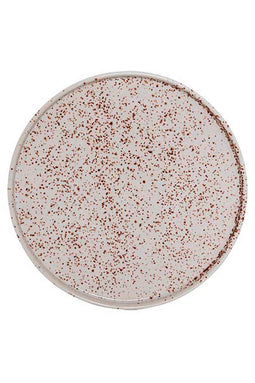 Bloomingville Sui - Gebaksbord - Porselein - Offwhite met bruin gespikkeld dessin