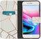 iMoshion Hoesje Geschikt voor iPhone SE (2022) / SE (2020) / 8 / 7 Hoesje Met Pasjeshouder - iMoshion Design Softcase Bookcase - Wit / Meerkleurig / Goud / White Graphic