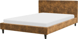 FITOU - Tweepersoonsbed - Bruin - 140 x 200 cm - Kunstleer