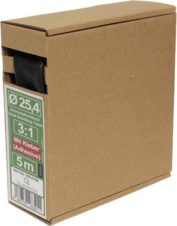 Quadrios 23CA182 Krimpkous met lijm Zwart 25.4 mm Krimpverhouding:3:1 5 m
