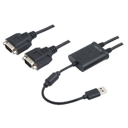 LogiLink AU0031 - USB 2.0 type-A naar 2x Serieel (9-pins) - Zwart