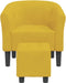 Kuipstoel met voetenbank fluweel geel