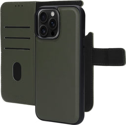 Mobiparts iPhone 16 Pro Max - 2 in 1 Wallet Case - Echt leer met uitneembare backcover - Groen