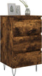vidaXL - Nachtkastje - 40x35x69 - cm - bewerkt - hout - gerookt - eikenkleurig
