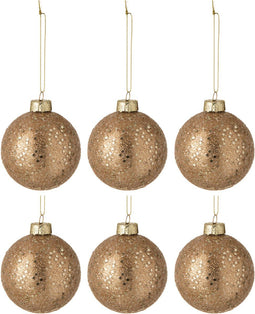 J-Line kerstbal Sterretjes - glas - brons - small - doos van 6
