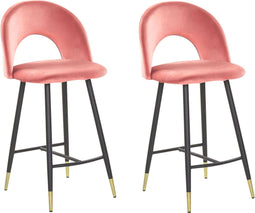 Beliani FALTON - Barkruk - Rood - Fluweel