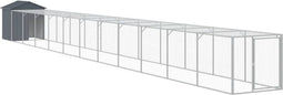 vidaXL - Kippenhok - met - ren - 117x1221x123 - cm - staal - antracietkleurig