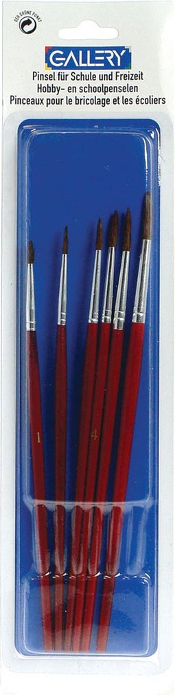 Aquarelpenseel blister met 6 penselen (nr. 01 tot en met 06)