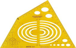 Aristo tekensjabloon - axonograaf I - bouwtechnisch tekenen - afmetingen 240x135mm - met inktnoppen - oranje transparant - AR-5088