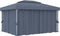 vidaXL - Prieel - met - gordijn - en - LED-lichtslinger - 4x3 - m - antracietkleurig