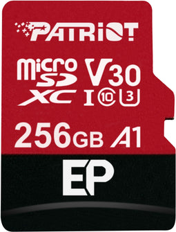 Patriot EP V30 A1 - microSDXC 256GB - Leessnelheid 100 MB/s - Zwart Rood